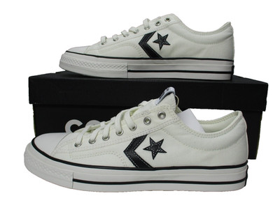 Converse Star Player 76 OX Vintage Style White Black Low Shoes Mens Sz 10