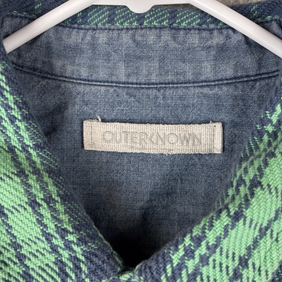 外已知毯子衬衫男式小号绿色蓝色格子棉法兰绒户外 — 第 2/4 张图片