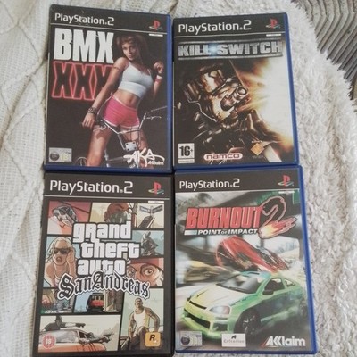 PS2 SPIELEPAKET BMX XXX/KILL.SWITCH/GTA SAN ANDREAS/BURNOUT 2 ALLE CIB