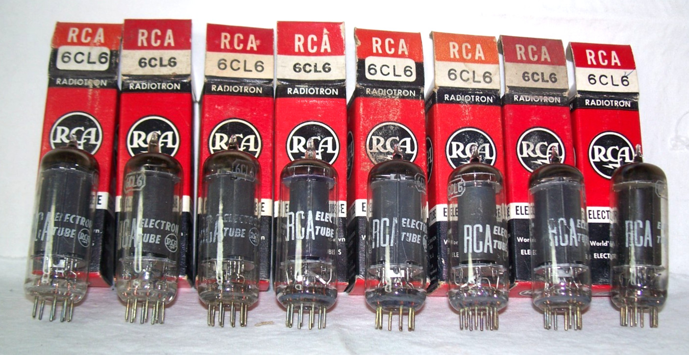 Lot of (8) NOS RCA 6CL6 tubes in original boxes,radio,amp,6197,black plate