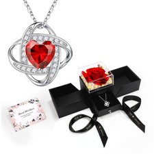 Mealcon Eternal Preserved Red Rose with Necklace Gift Box Romantic Color D