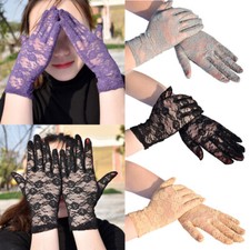 Floral Thin Wedding Gloves Short UV Protection Breathable Soft Outdoor 1 Pair
