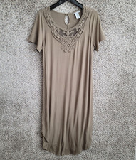 Catherines Dress Womens 0XWP Green Shift Embroidered Short Sleeve Casual Midi