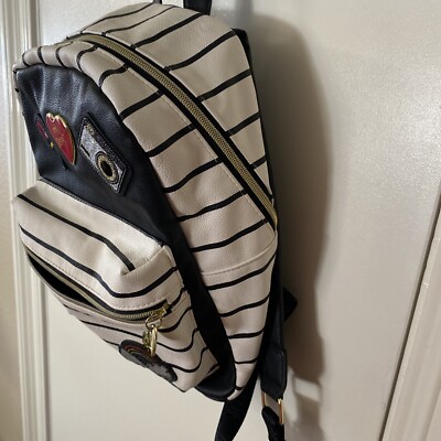 Betsey Johnson decal black white stripe big backpack front  display picture 2