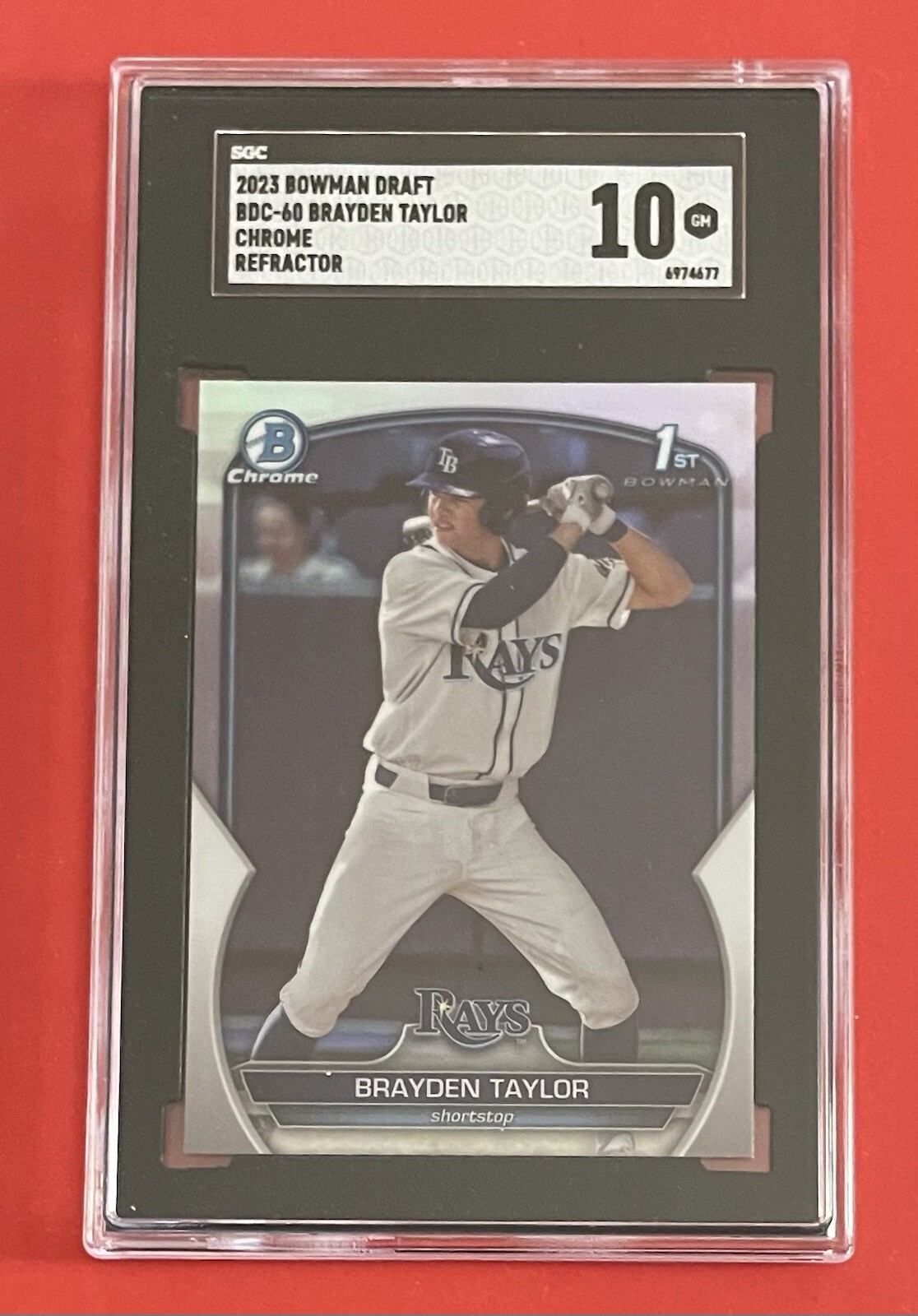 2023 Bowman Draft Brayden Taylor 1st Chrome Refractor SGC 10 Tampa Bay Rays
