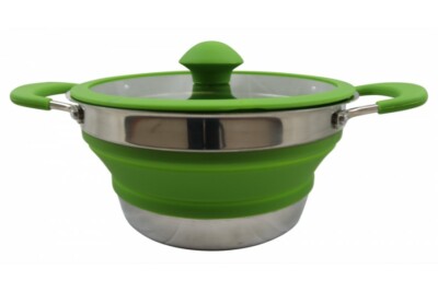 Faltbarer platzsparender Silikon-Kochtopf für Küche | klein 1,5 L KRÄUTERVANGO