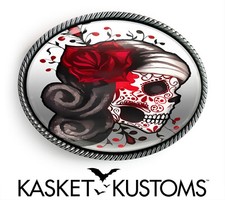 Day of the Dead Belt Buckle - Sugar Skull Tattoo Halloween Rockabilly Buckle -73