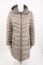 Massimo Dutti Womans Gray Puffer Coat Jacket Mid Length Hood M 8719/509 Packable