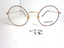 Vtg 80s Round Stainelss Steel Gold Eyeglass Frame Unmarked LTQ-12 