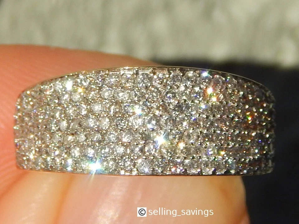 ANILLO DOMO BANDA ANCHA ORO AMARILLO 14K SONIA BITTON 1.25 tcw pavé diamante 9mm talla 7 Foto 2 de 4