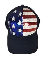 CAT JACK-USA Flag Sequins Baseball Adjustable OSFM Kids or small adults-NWT