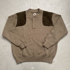 Vintage Filson 714 Wool Suede Leather Guide Fisherman Henley Sweater Made USA XL