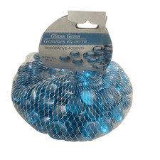 Blue Decorative Glass Gems 14oz Bag, Vase Fillers or Craft Pebbles