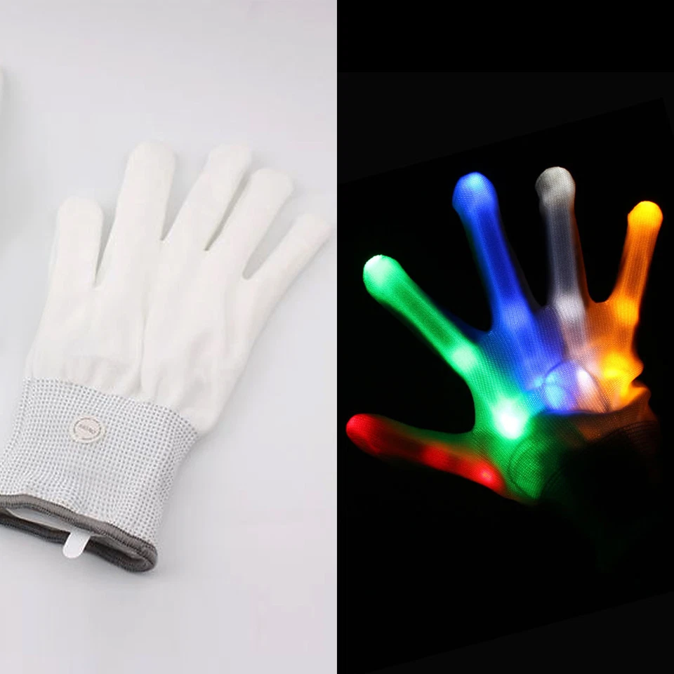 Guantes LED Intermitentes Dedos Brillantes Halloween Navidad Fiesta Luz Accesorios Baile Foto 4 de 4