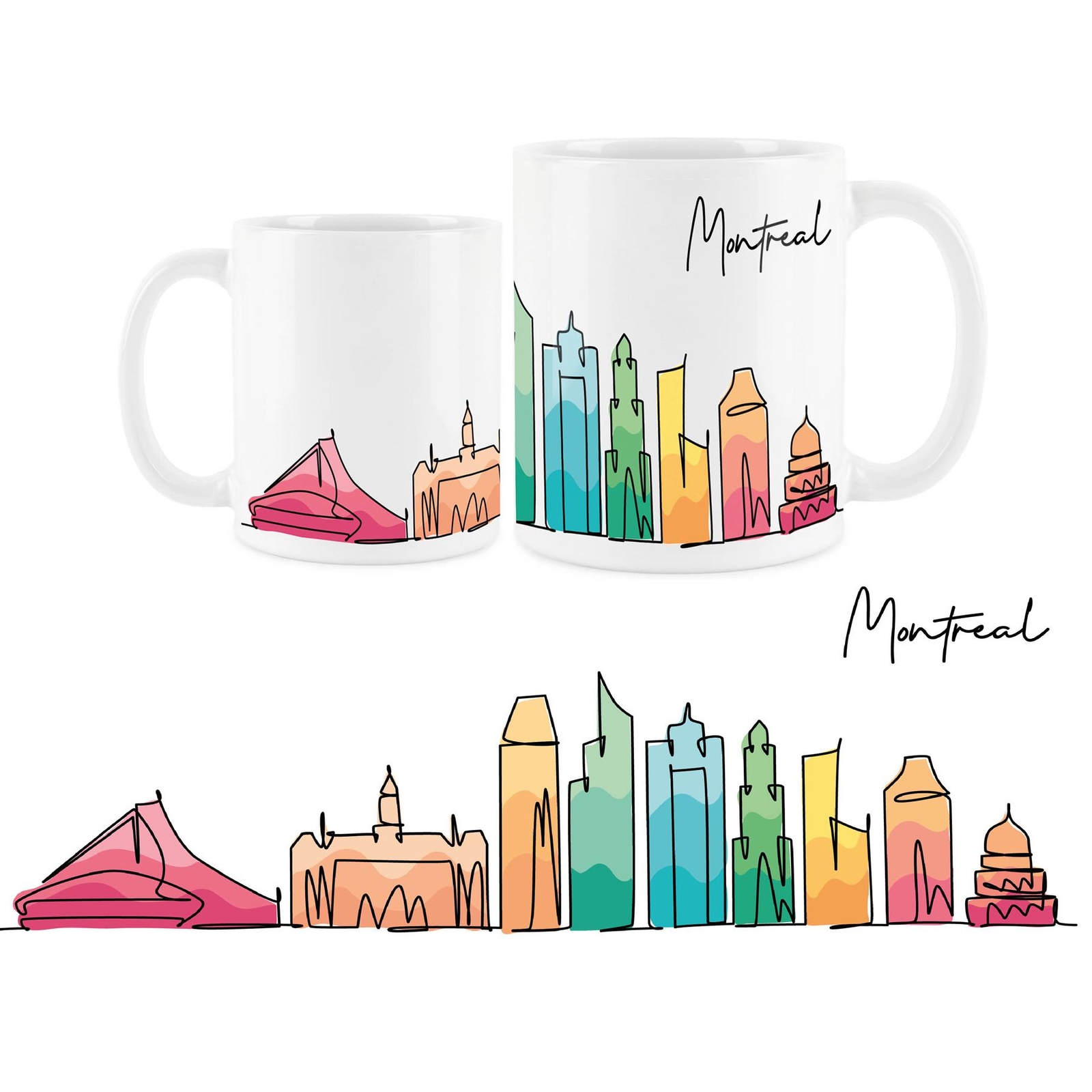 Montreal Mug - Colourful City Skyline Ceramic Tea/Coffee Cup for Travel Lovers