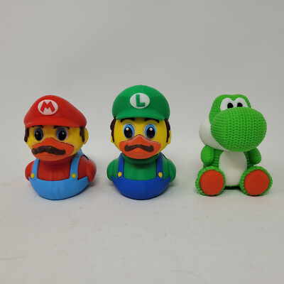 Mario & Luigi Duck & Knitted Yoshi Small Plastic Fan Art Figure 3D Printed