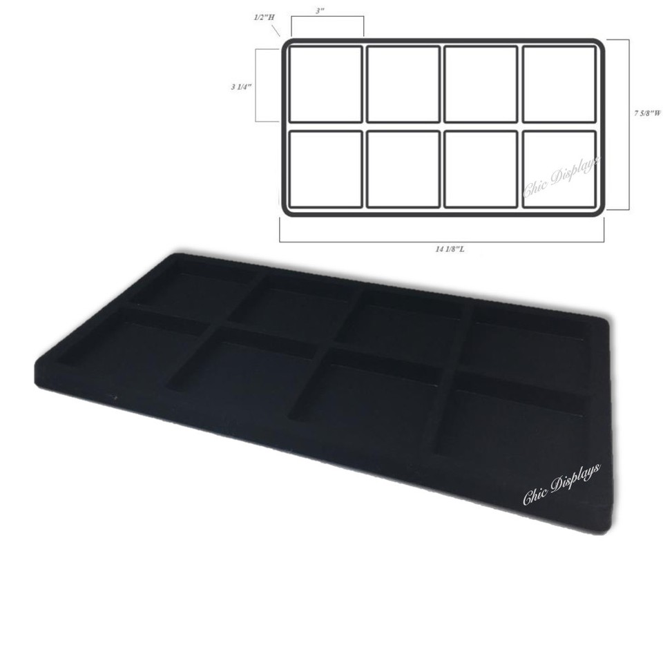 7pc Jewelry Display Trays Black Jewelry Trays Lot 7 Trays Jewelry Liner