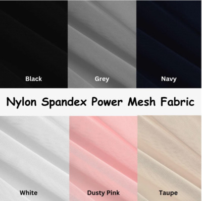 FabricLA Power Mesh Fabric | 4-Way Stretch Lightweight Sheer | Nylon Spandex 60''