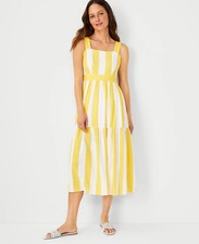 NWT ANN TAYLOR Petite Striped Square Neck Midi Dress Size 4 Petite
