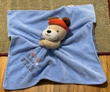 Okie Dokie Mommy's All Star Blue Dog Lovey Rattle Security Blanket Puppy Plush