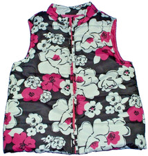 Gymboree Outlet Girls Floral Print Puffed Pink Lined Vest Jacket Pockets 5-6Y
