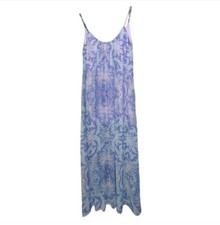 Show Me Your Mumu Blue Floral Purple Lined Sheer Skirt Maxi Dress Womens Size XS