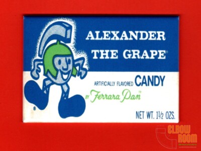 Vintage Alexander the Grape candy box art 2x3'' fridge/locker magnet Ferrara Pan