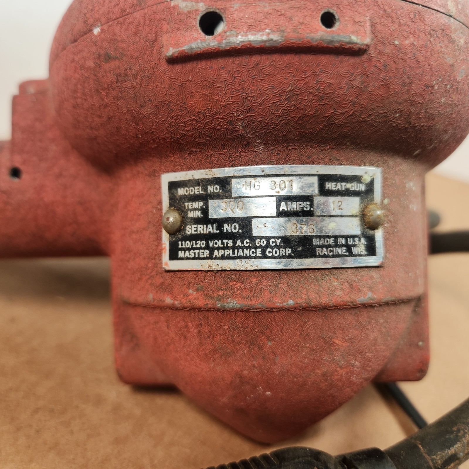 Heat Gun Master Appliance HG 301 300 Degrees 12 Amps