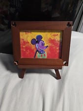 Vintage Disney Mickey Mouse Picture Frame Wood With Easel 3.5" x 5"