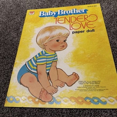 Vtg Whitman Baby Brother Tender Love Paper Doll 1977 Mattel Uncut Blonde USA
