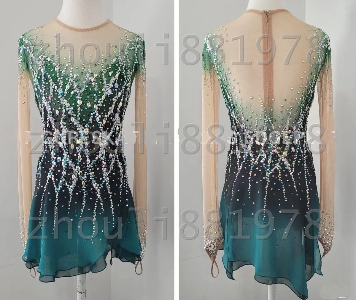 Green Skating Dress In Girls' Ice Skating Dresses for sale | eBay