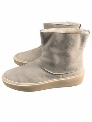 FEAR OF GOD Gray Suede Zip Bootie Faux Fur Lined Size 43