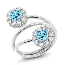 1.59 Ct Round Blue Apatite 925 Sterling Silver Ring