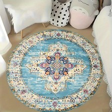 Comes with 2 anti slip mats Vintage Boho Chic Round Mat- Premium Flannel, Non-Sl