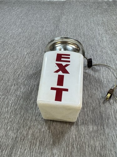 Vintage Exit Milk Glass Shade Vintage Wall Sconce Light Fixture USA Art Deco