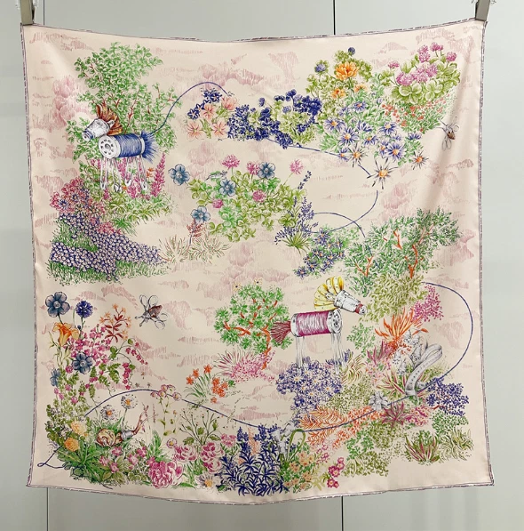 14 Momme Twill Silk rainforest Print Shawl 35'' kerchief Bandanna Scarf Square