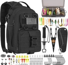 Fishing Backpack with Tackle Boxes, Fishing Sling Tackle Backpack Bag for Fis...