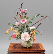 OOAK Sandra Henry Wall Floral Arrangement In Vase Dollhouse Miniature 1:12
