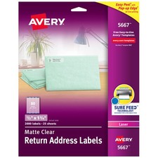 Return Address Labels 1/2 x 1-3/4 Clear 1 Pack Avery 5667 Matte Sure Feed Laser