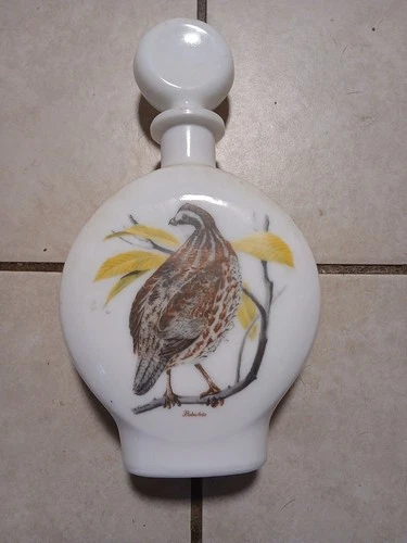 VTG 1969 Edition #7 Bobwhite Dant Whisky Milk Glass Lidded Decanter