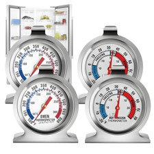 4 Pack Stainless Steel Fridge Freezer Thermometer UK, Large Dial Thermometer wit