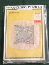 Candlewicking Pillow Kit Willow Leaves by MH Yarns Vintage 1983 Made in the USA