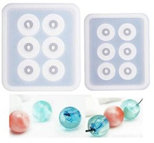 2pcs Sphere Ball Silicone Bead Molds With Holes Round Resin Epoxy Mold For Jewel