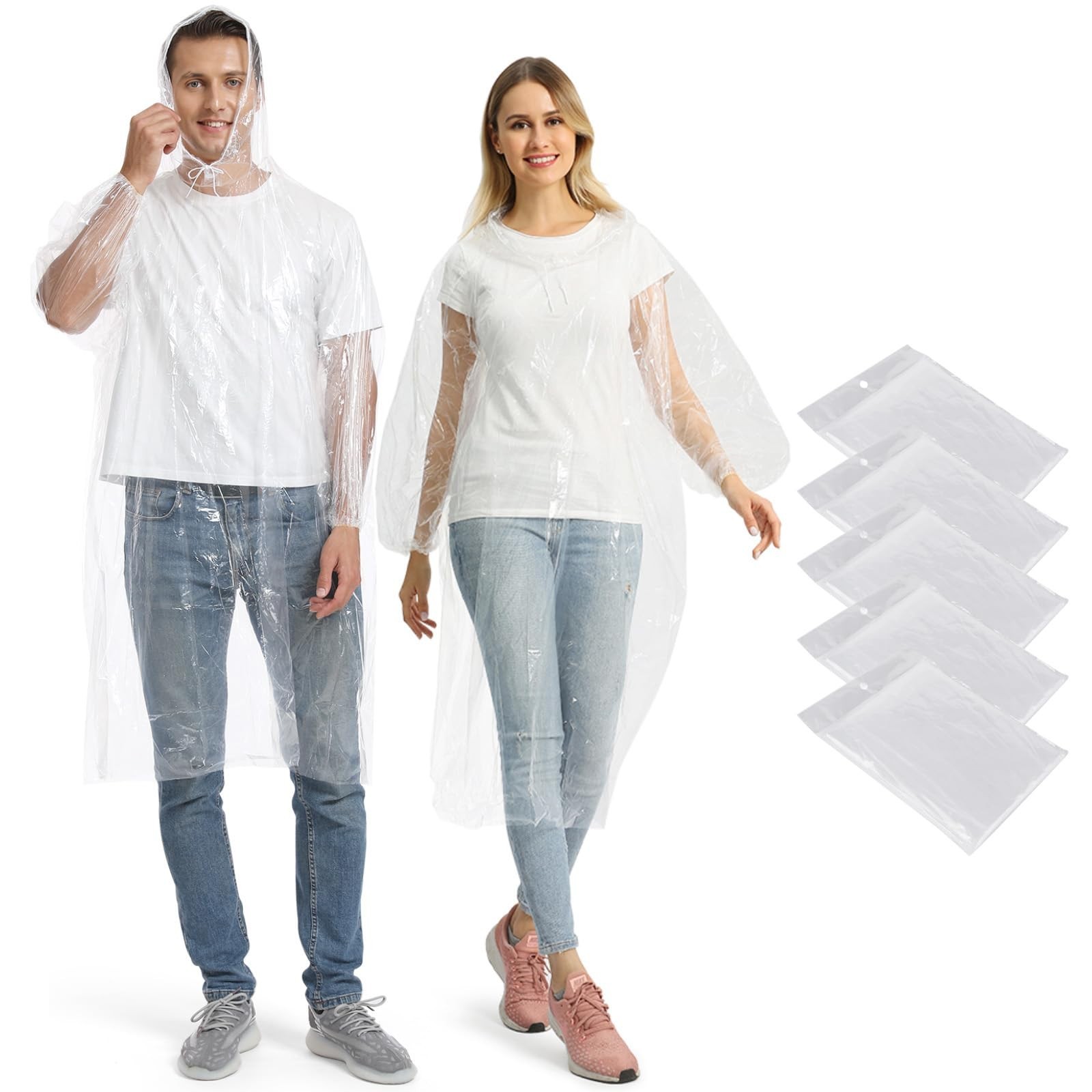 Opret 5/10/20 Pack Rain Ponchos, Disposable Emergency Poncho