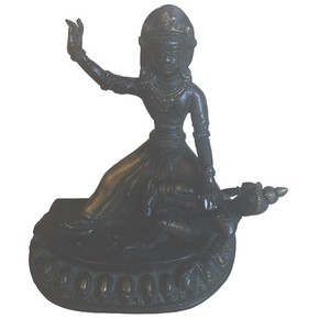 Vintage Hindu Bronze Kali Statue 7” Heavy 3lb 9oz Deity Standing on Figure