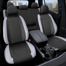 Premium Waterproof Car Seat Cover Full Set, Front and Rear Split Bench Grey
