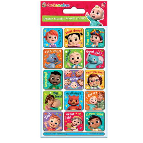Cocomelon Sparkly Reuseable Reward Stickers