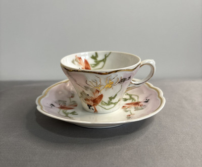 B.R.C. Jria Germany Mini Teacup & Saucer Floral Porcelain