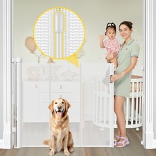 BINGGUZ REINFORCED 42  EXTRA TALL RETRACTABLE DOG GATE FOR DOORWAY - WHITE