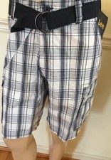 NWT Men Lee 100 Cotton Shorts 34 W 10 Pocket Cargo Blue 2282917 Belted Dungaree
